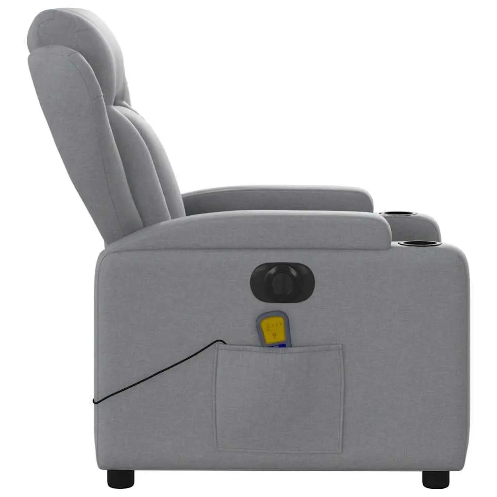 Electric Recliner Chair Fabric Grey Adjustable Footrest 135 Degrees Motorised Massage Function