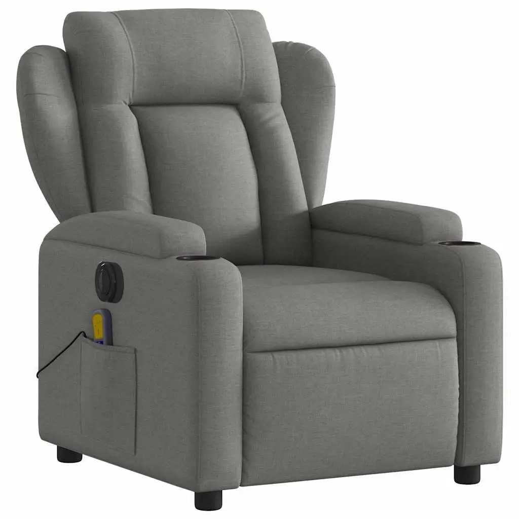 Electric Massage Recliner Chair Fabric Grey with Footrest Adjustment