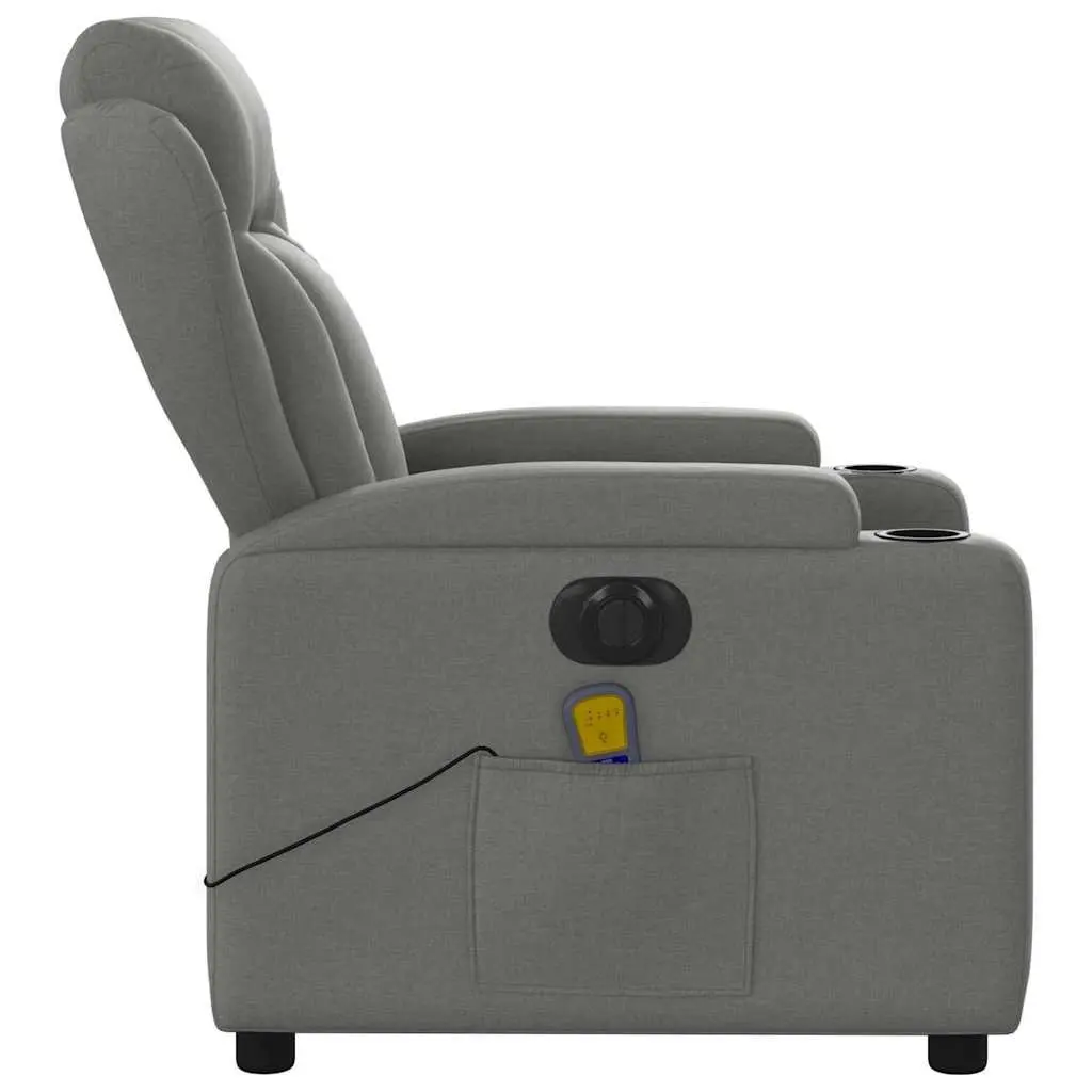 Electric Massage Recliner Chair Fabric Grey with Footrest Adjustment