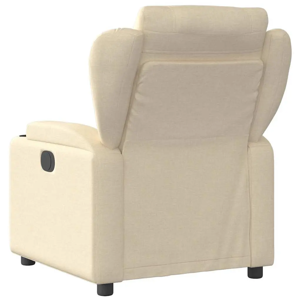 Electric Recliner Chair Adjustable Cream Fabric Armchair for Massage and Relaxation