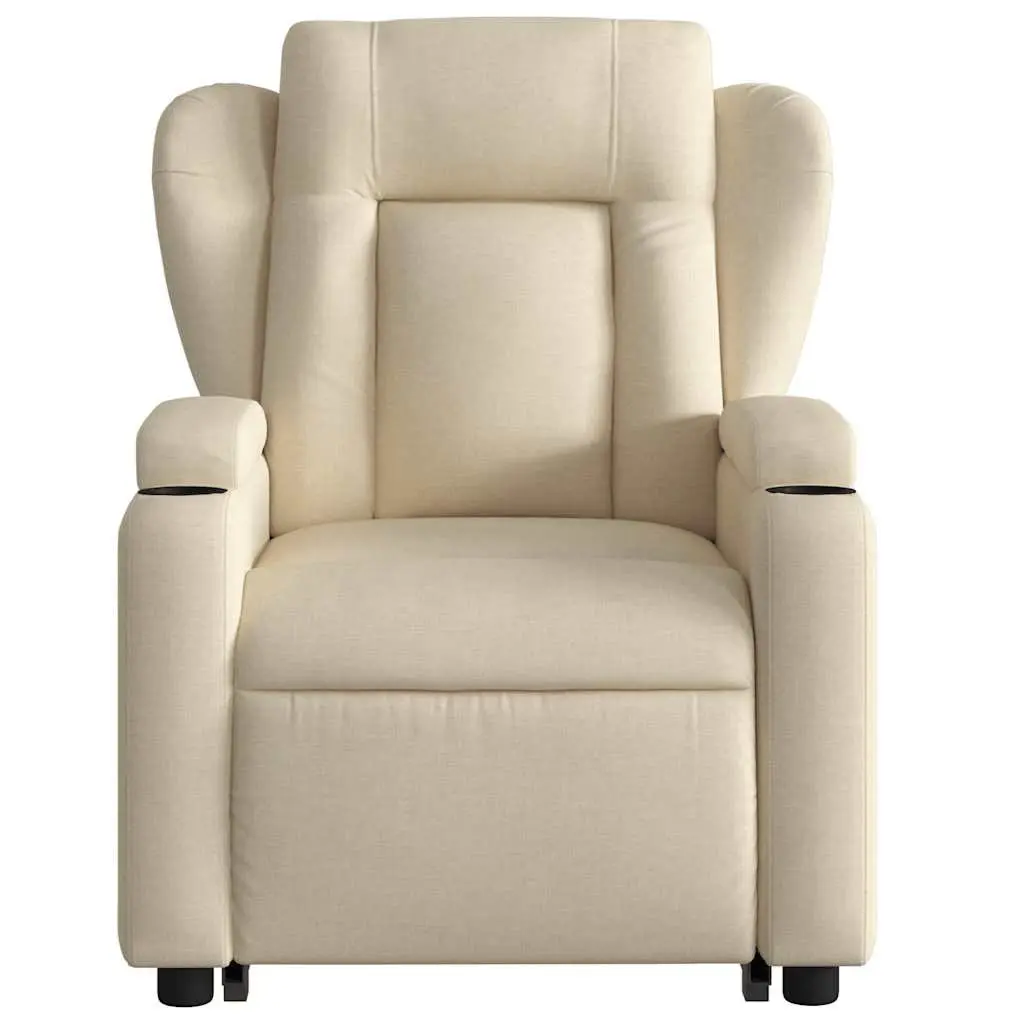 Electric Massage Recliner Chair Power Lift Fabric Upholstery Cream