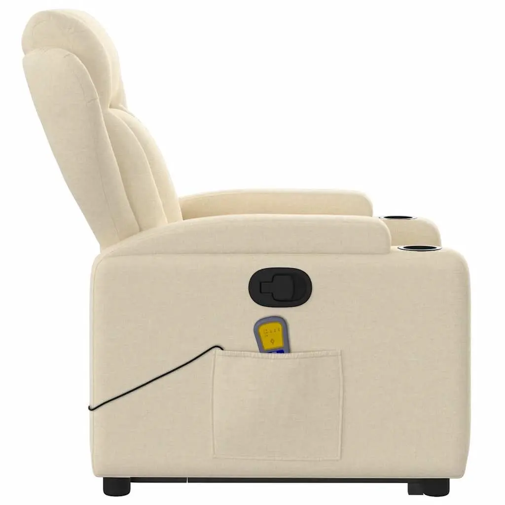 Electric Massage Recliner Chair Power Lift Fabric Upholstery Cream