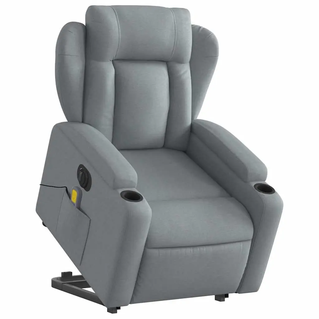 Electric Massage Recliner Chair Power Lift Fabric 135 Degrees Grey
