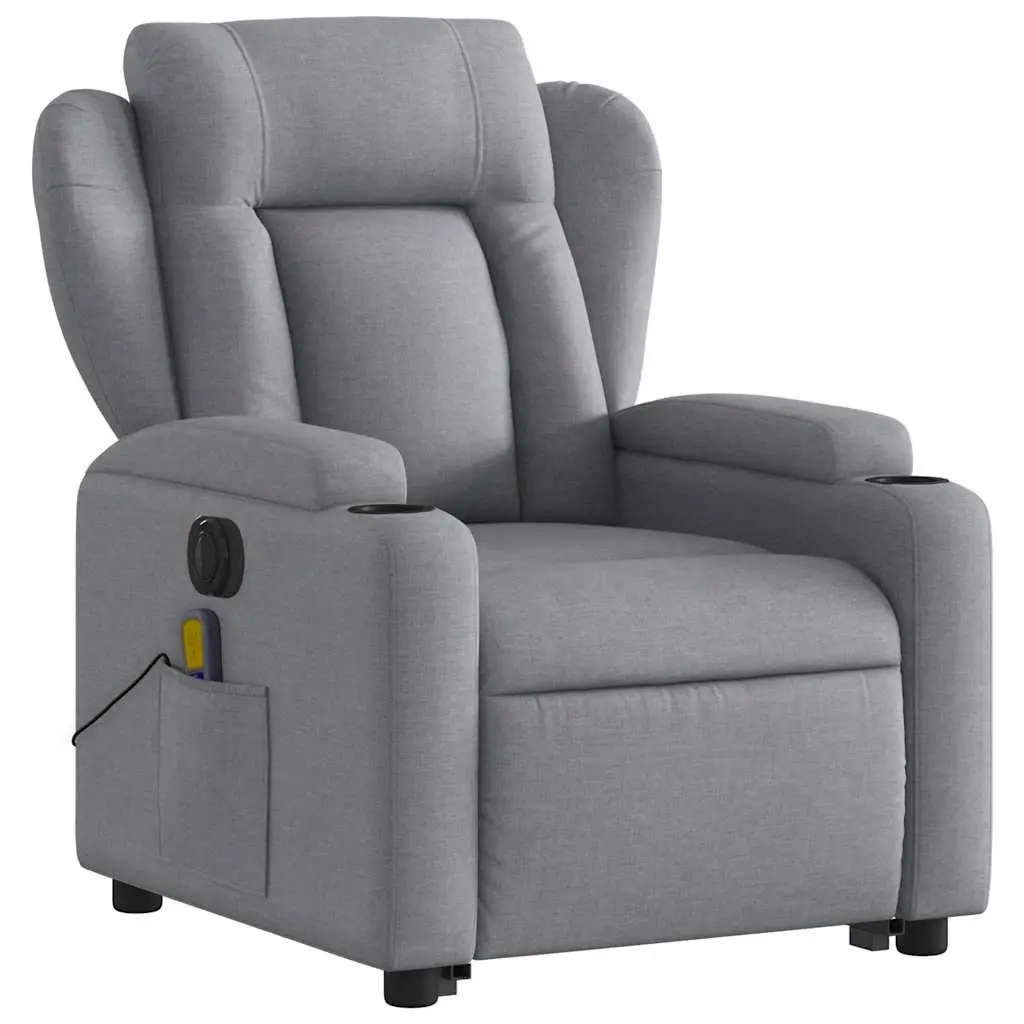 Electric Massage Recliner Chair Power Lift Fabric 135 Degrees Grey