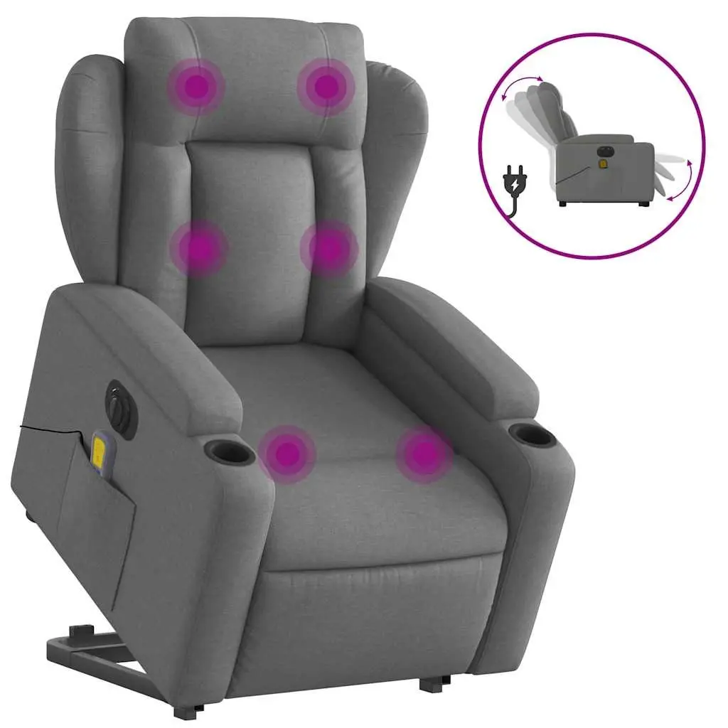 Electric Massage Recliner Chair Fabric Grey