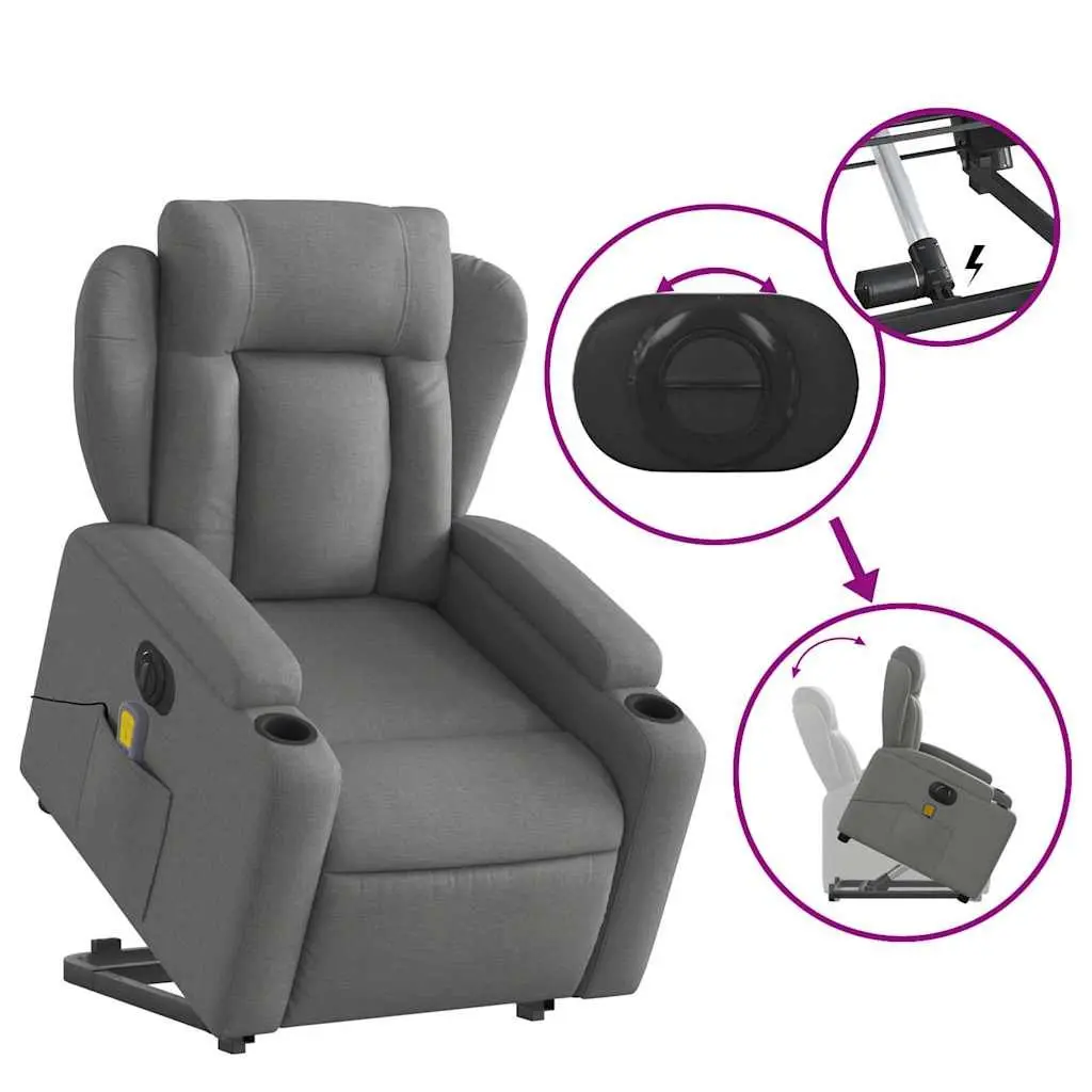 Electric Massage Recliner Chair Fabric Grey