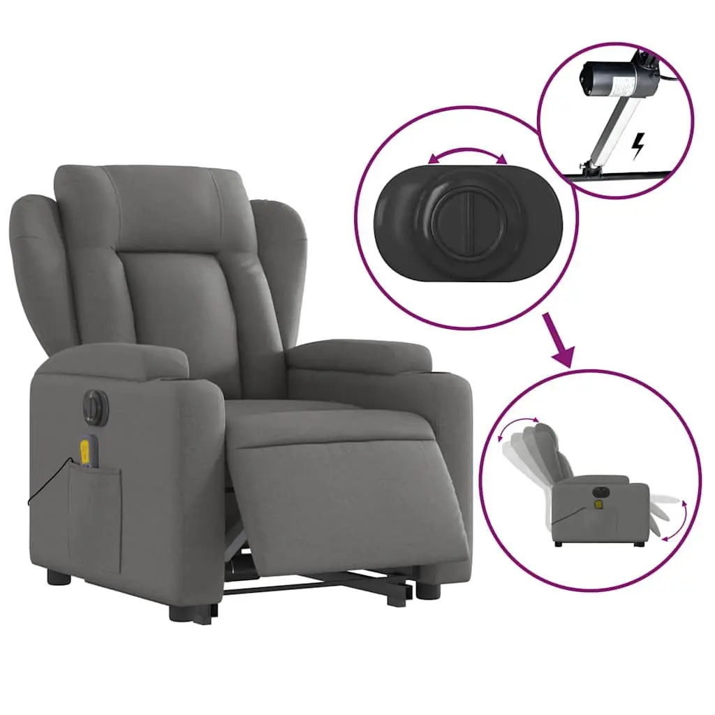 Electric Massage Recliner Chair Fabric Grey