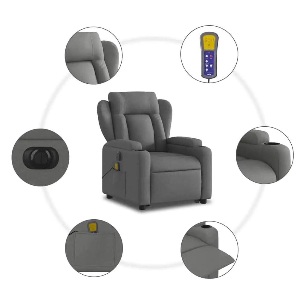 Electric Massage Recliner Chair Fabric Grey