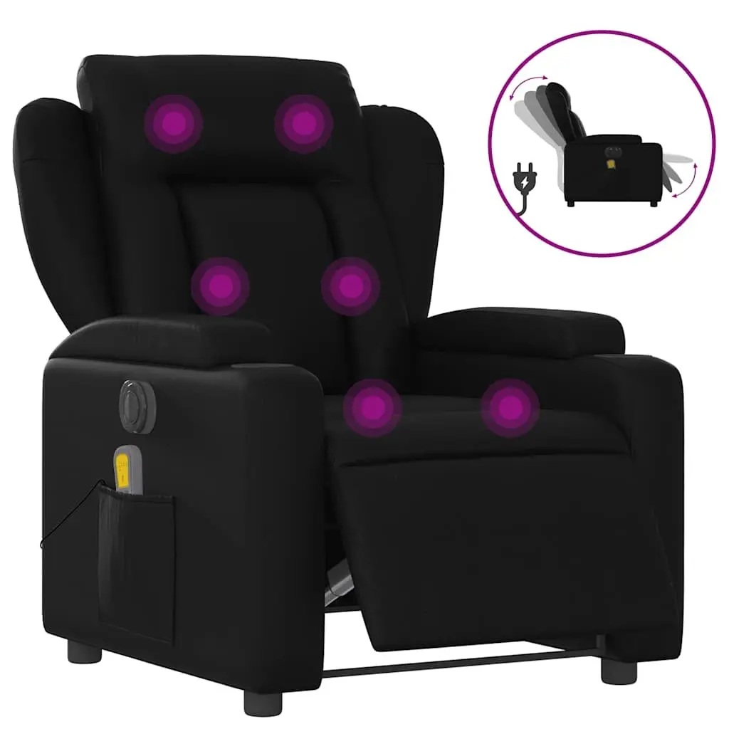 Electric Massage Recliner Chair Faux Leather Black 135 Degrees