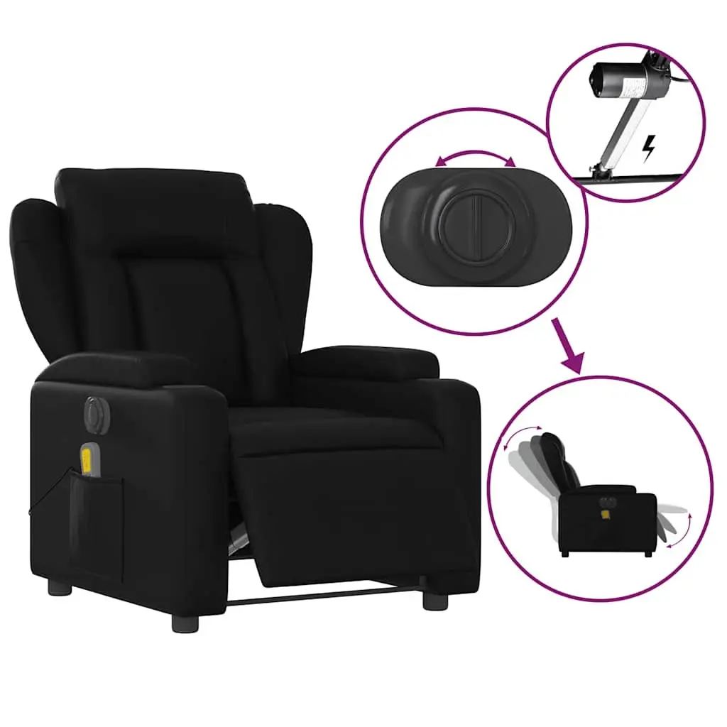 Electric Massage Recliner Chair Faux Leather Black 135 Degrees