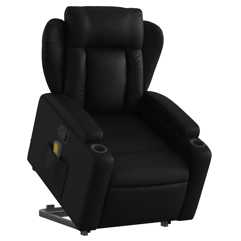 Stand Up Massage Recliner Chair Faux Leather Black Electric Power Lift Armchair