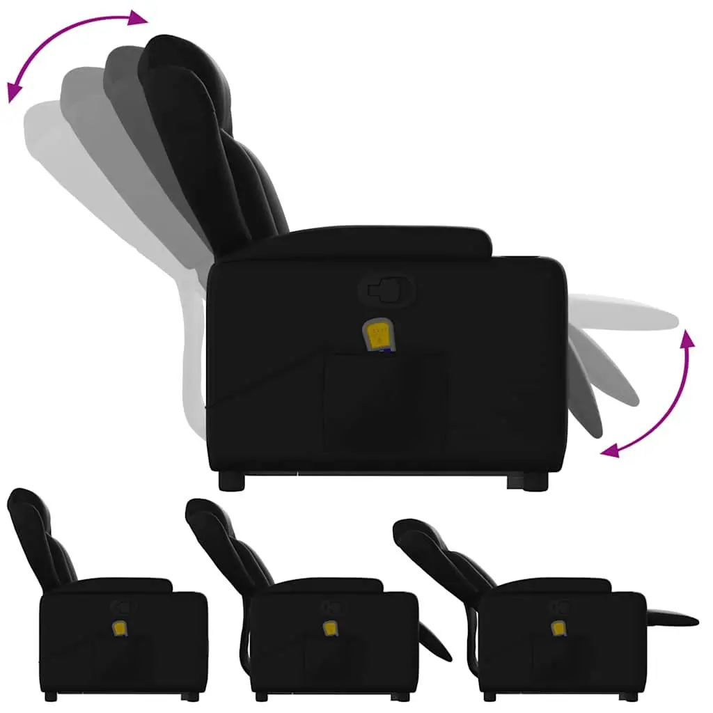 Stand Up Massage Recliner Chair Faux Leather Black Electric Power Lift Armchair