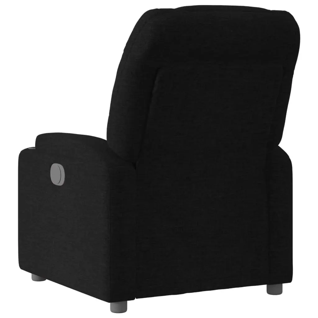 Black Fabric Reclining Armchair Manual Adjustable Lounge Chair with Footrest and Cup Holders