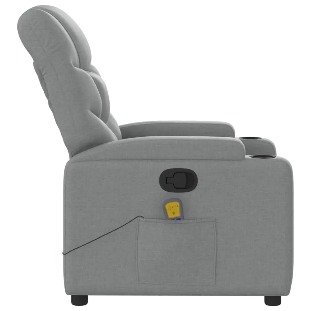 Recliner Chair Grey Fabric Vibration Massage Adjustable Footrest Manual Armchair