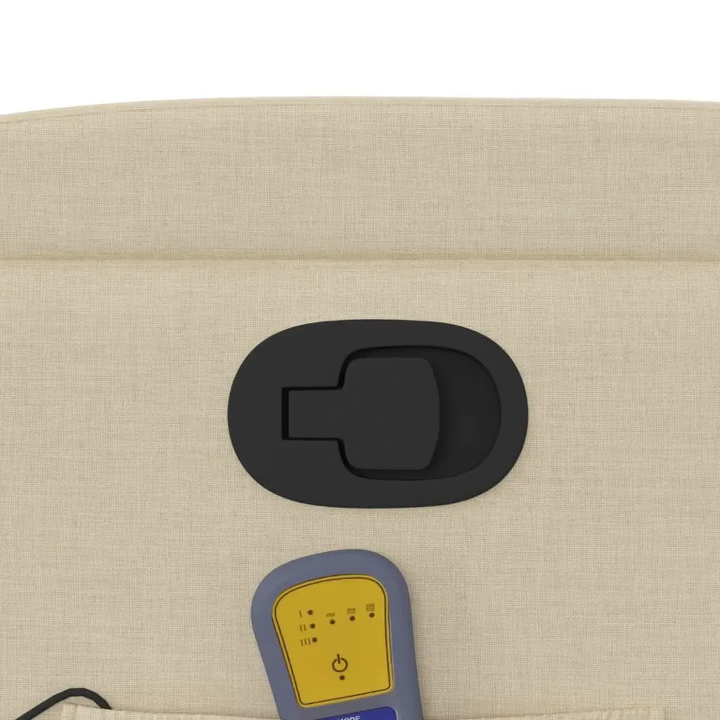 Massage Recliner Chair Cream Fabric Manual Recline Vibration 6 Points Armchair