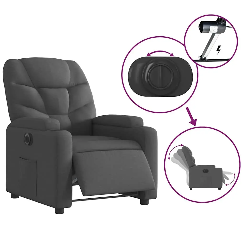 Electric Recliner Chair Fabric Grey Adjustable Footrest Backrest