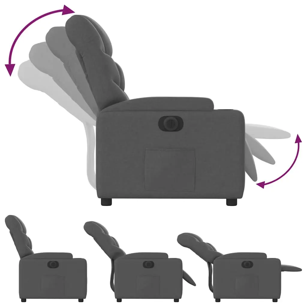 Electric Recliner Chair Fabric Grey Adjustable Footrest Backrest