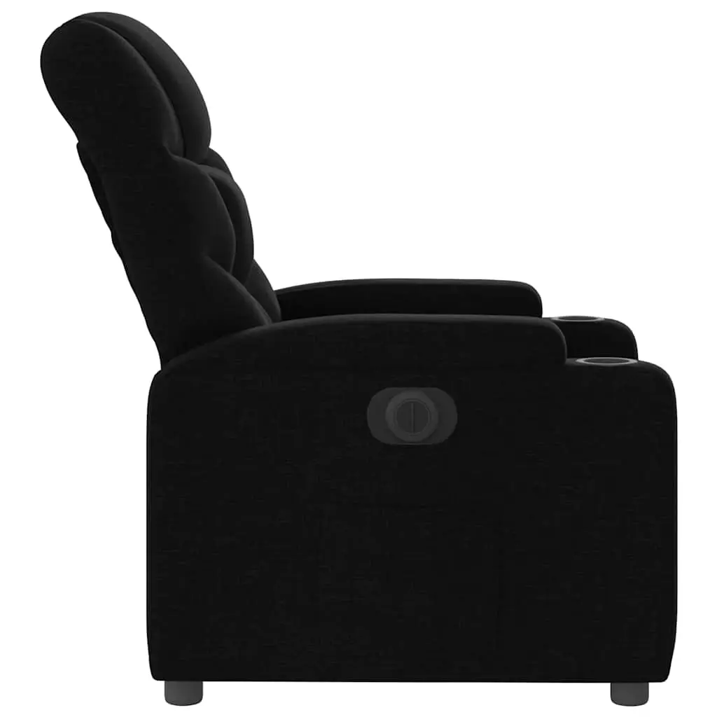 Electric Recliner Chair Fabric Black Armchair with Cup Holders Footrest