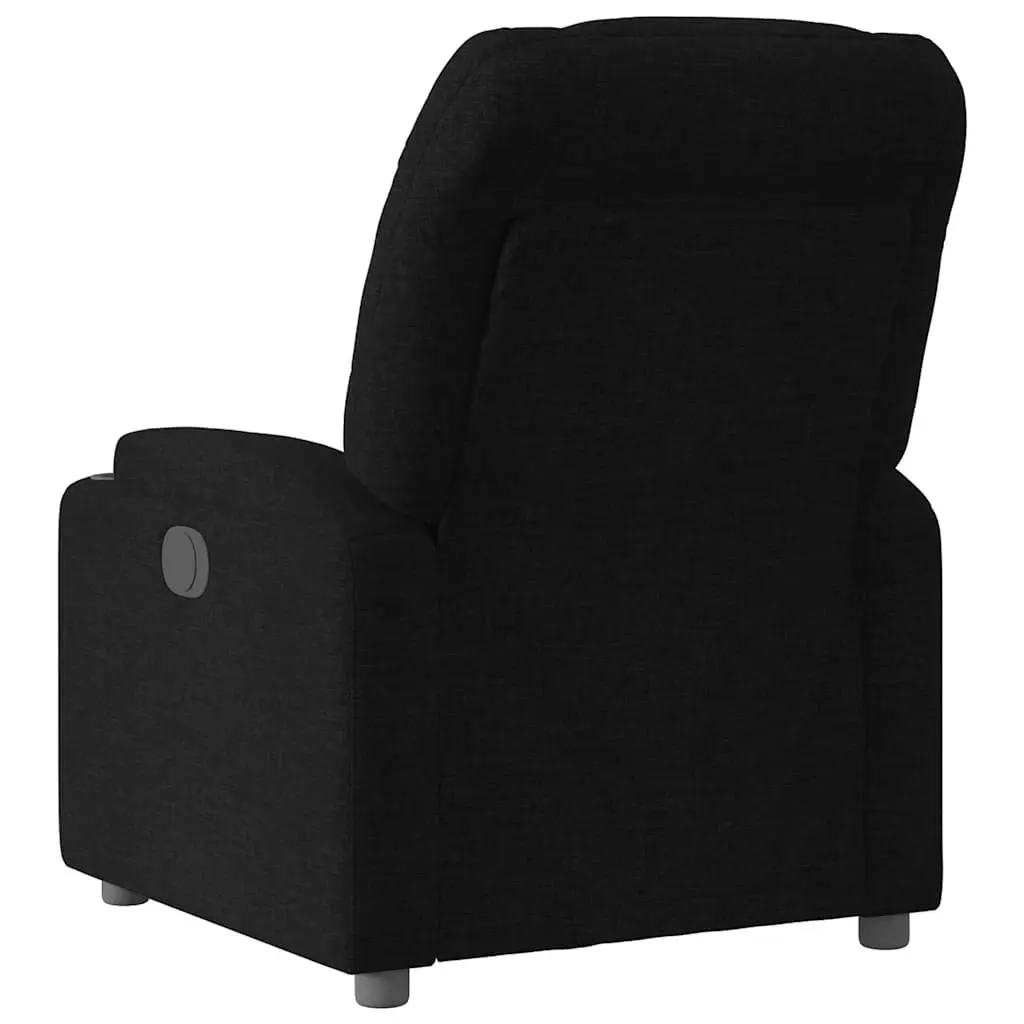 Electric Recliner Chair Fabric Black Armchair with Cup Holders Footrest