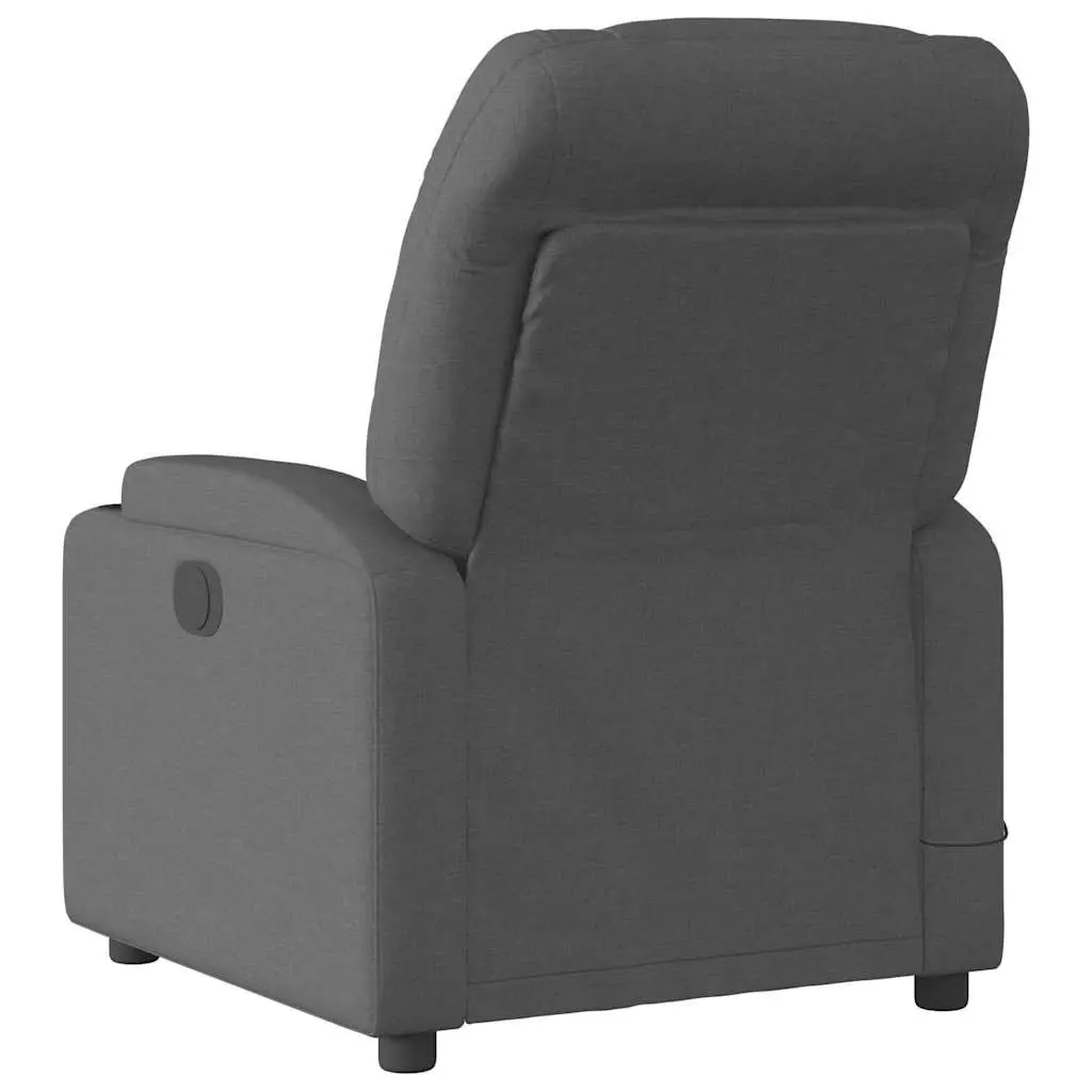Electric Massage Recliner Chair Fabric Grey 135 Degrees Vibration Relaxer