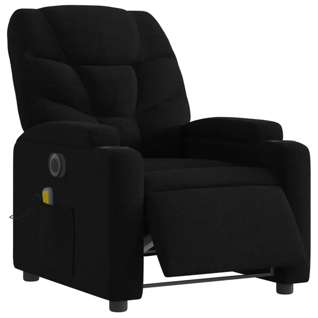 Electric Recliner Chair Fabric Black Lounge Seat with Vibration Massage 135 Degrees