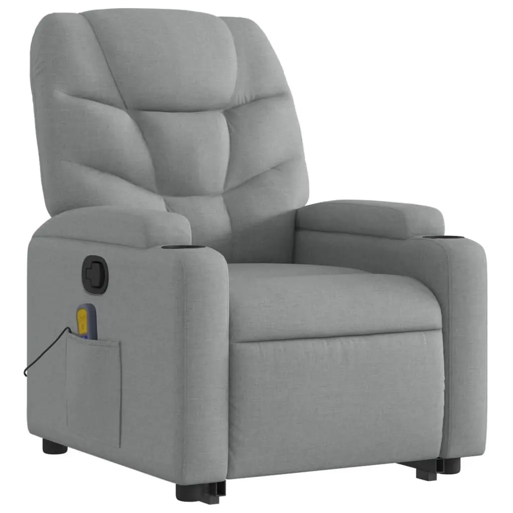 Stand Up Massage Recliner Chair Grey Fabric Electric Power Lift Recline Armchair