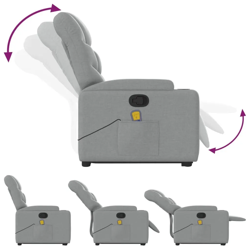 Stand Up Massage Recliner Chair Grey Fabric Electric Power Lift Recline Armchair