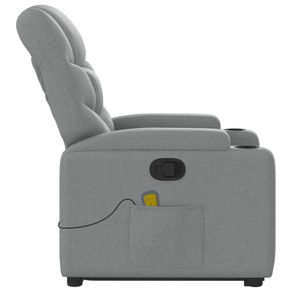 Stand Up Massage Recliner Chair Grey Fabric Electric Power Lift Recline Armchair