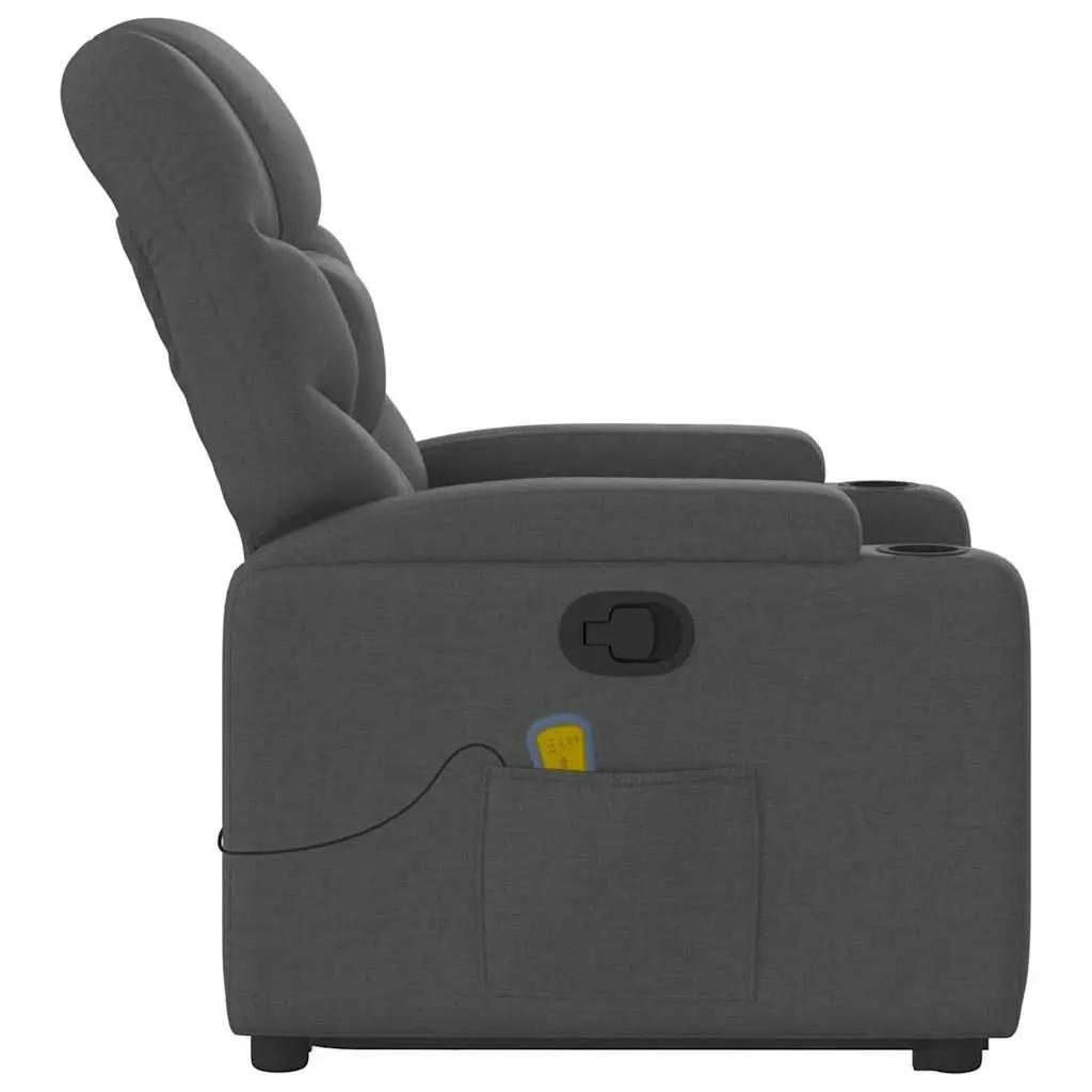 Stand Up Massage Recliner Chair Grey Fabric Power Lift Manual Recline Vibration