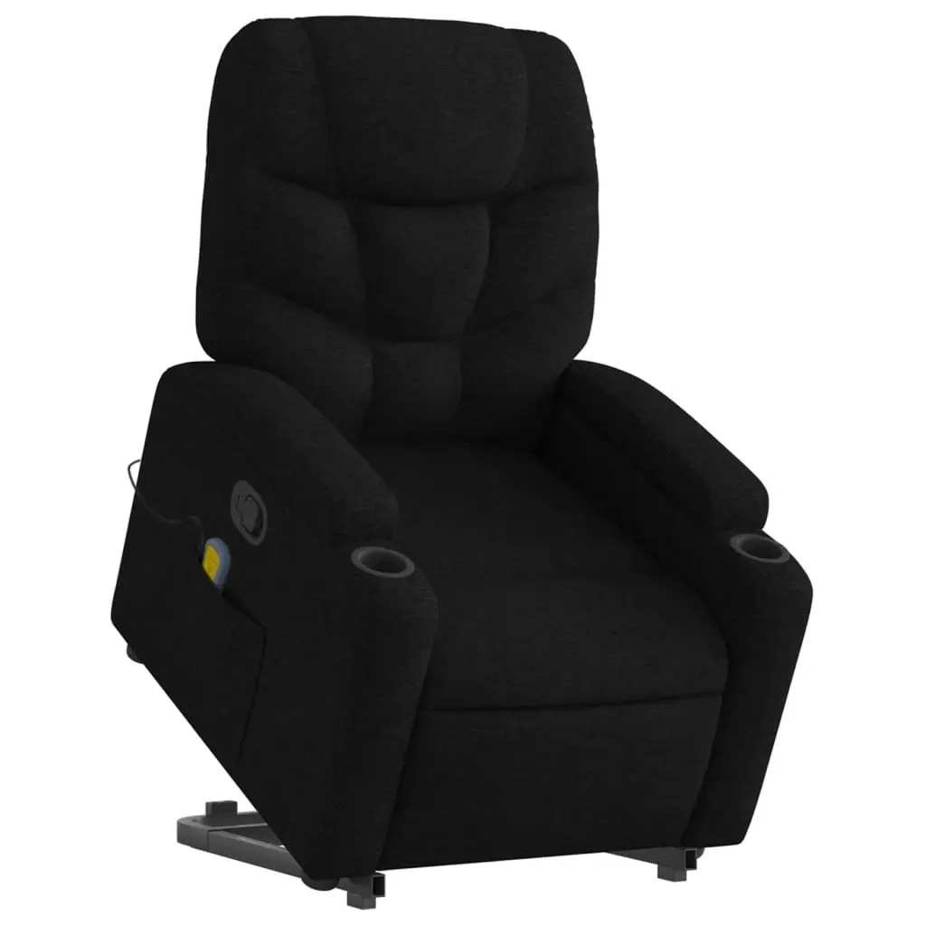 Electric Massage Recliner Chair Fabric Black Power Lift Stand Up Armchair
