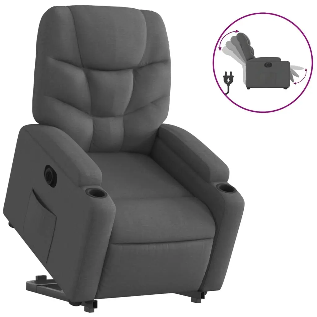 Electric Recliner Armchair Power Lift Fabric Upholstery Grey
