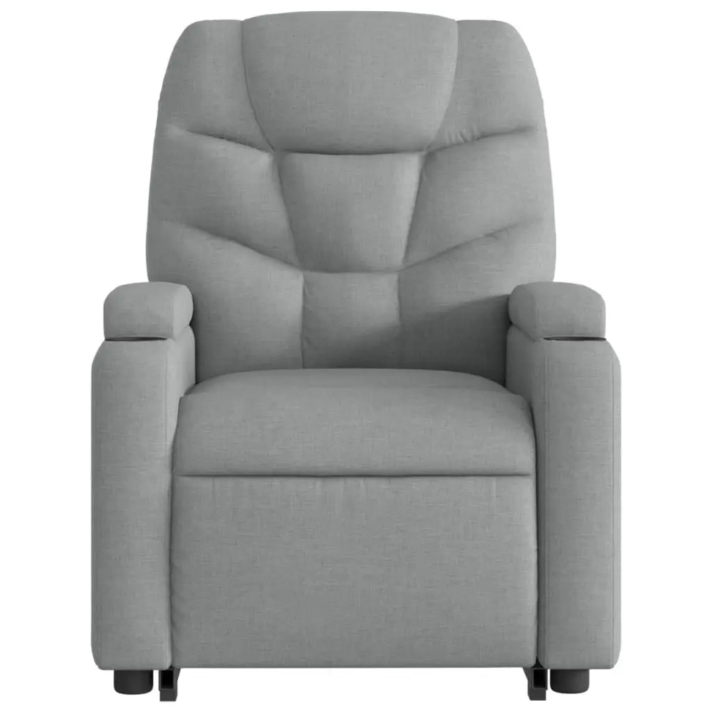 Electric Massage Chair Fabric Grey Stand Up Recliner with Lift Function and Vibration Massage