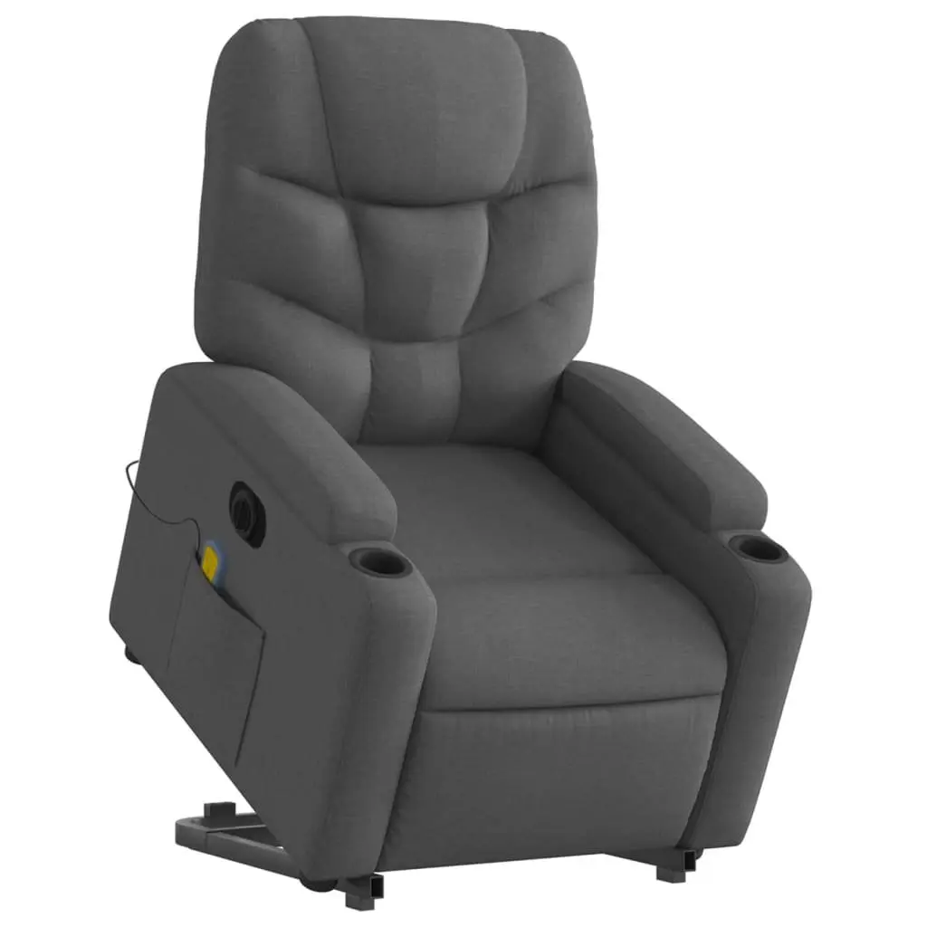 Electric Recliner Chair Fabric Grey Power Lift Massage Armchair