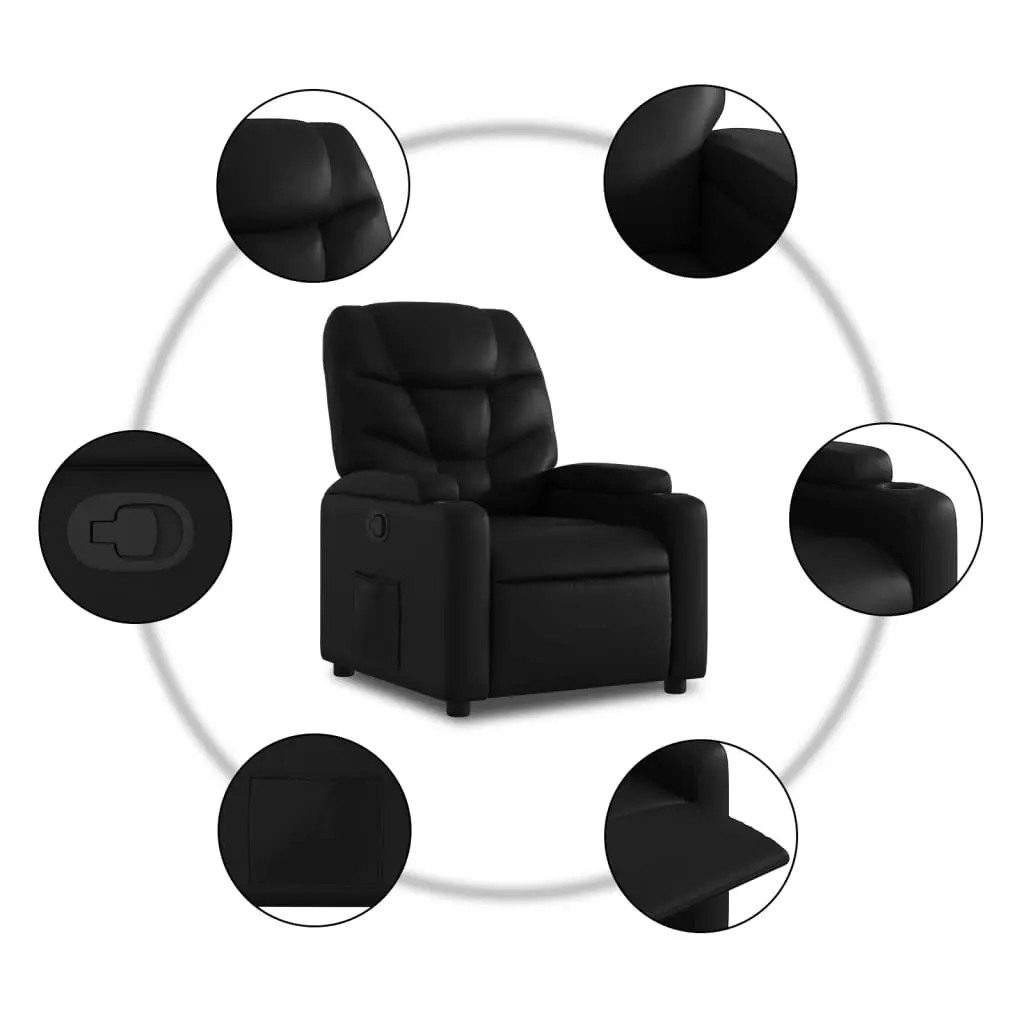 Recliner Chair Manual Reclining Faux Leather Black