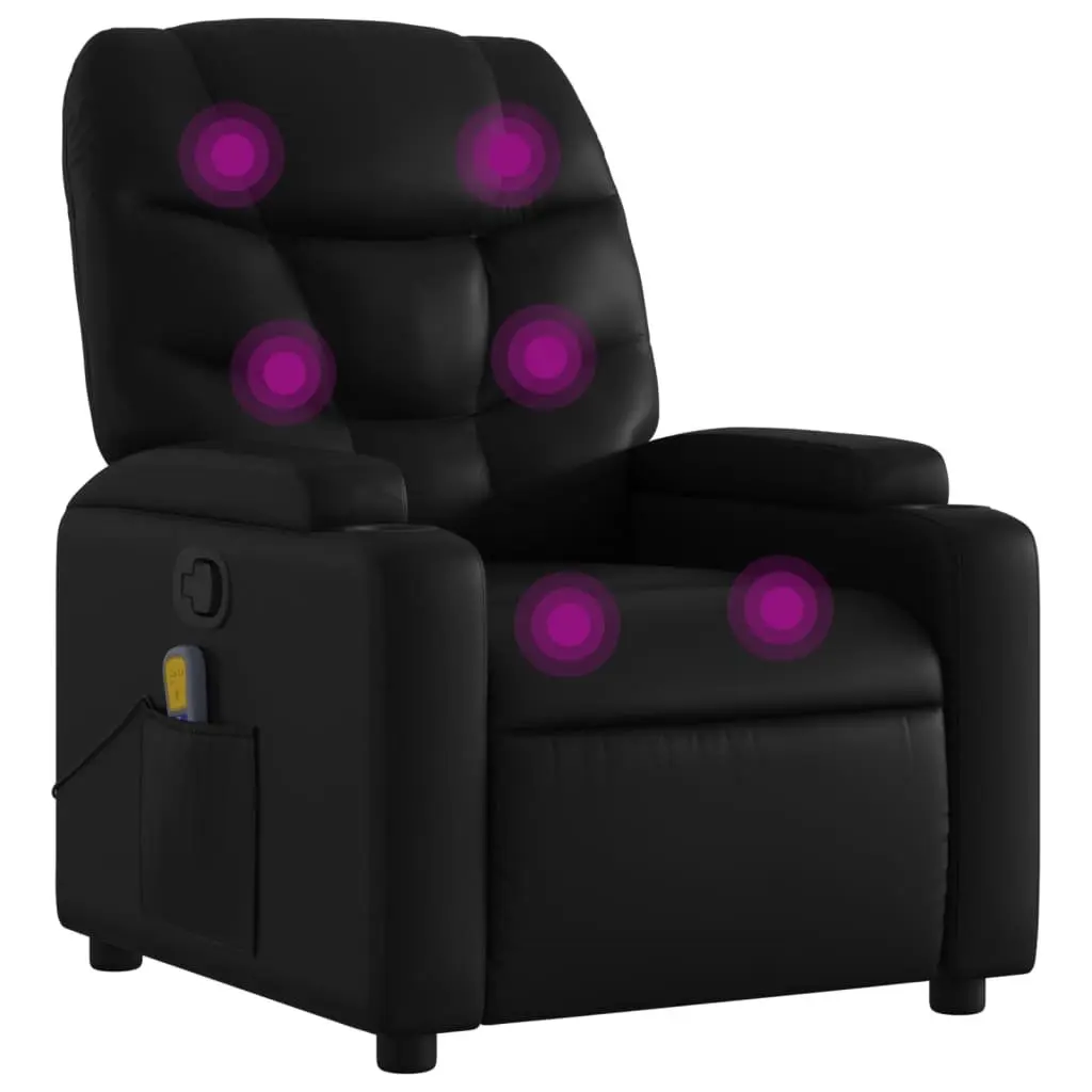 Massage Recliner Chair Faux Leather Manual Reclining Black