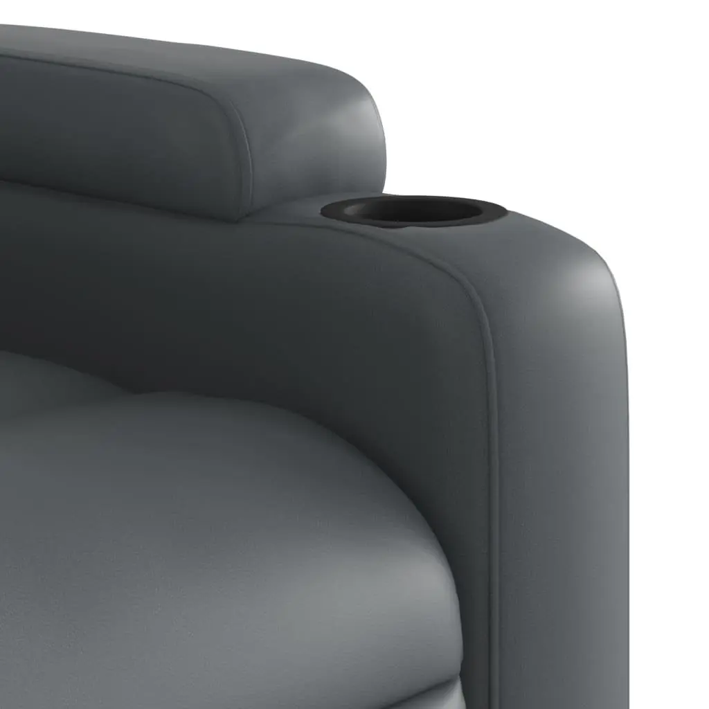 Massage Recliner Chair Manual Recline Grey Faux Leather 135 Degrees Vibration Armchair