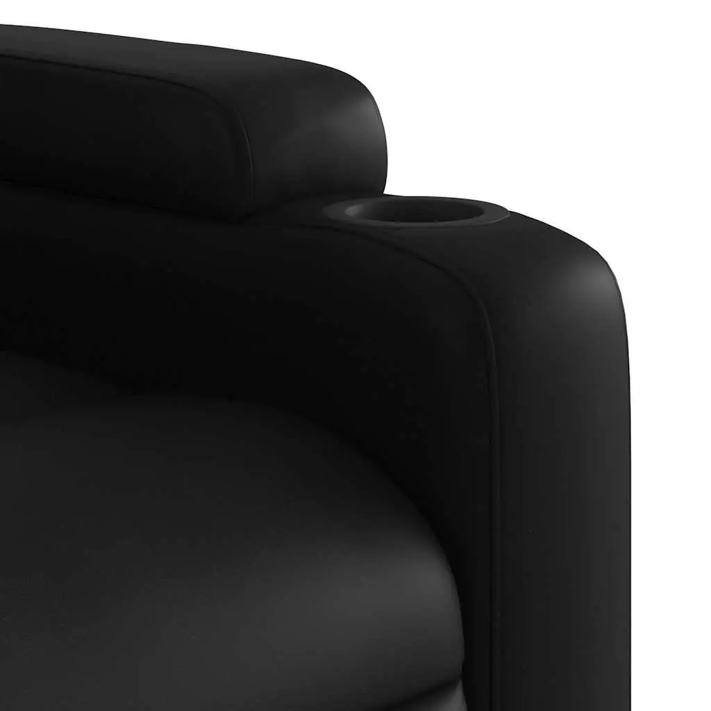 Electric Recliner Chair Faux Leather Black Massage Function Adjustable Footrest 135 Degrees with Cup Holders and Remote Control Pocket