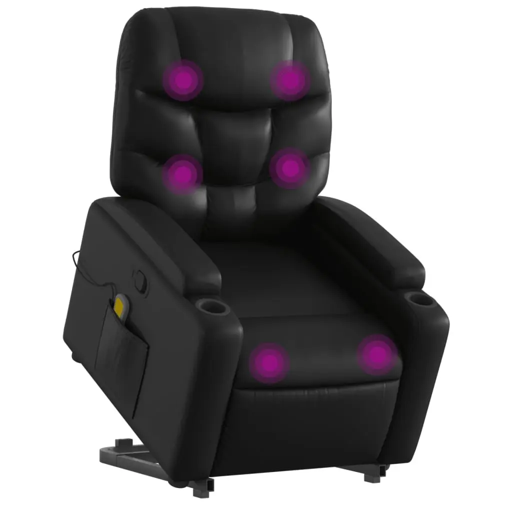 Stand Up Massage Recliner Chair Black Faux Leather Power Lift Electric Armchair