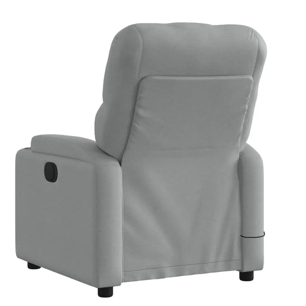 Massage Recliner Chair Fabric Light Grey Manual Recline with Vibration