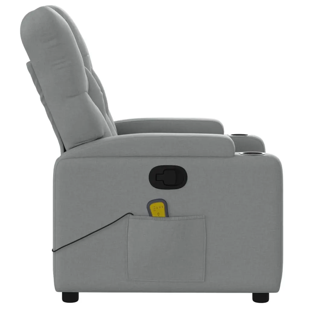 Massage Recliner Chair Fabric Light Grey Manual Recline with Vibration