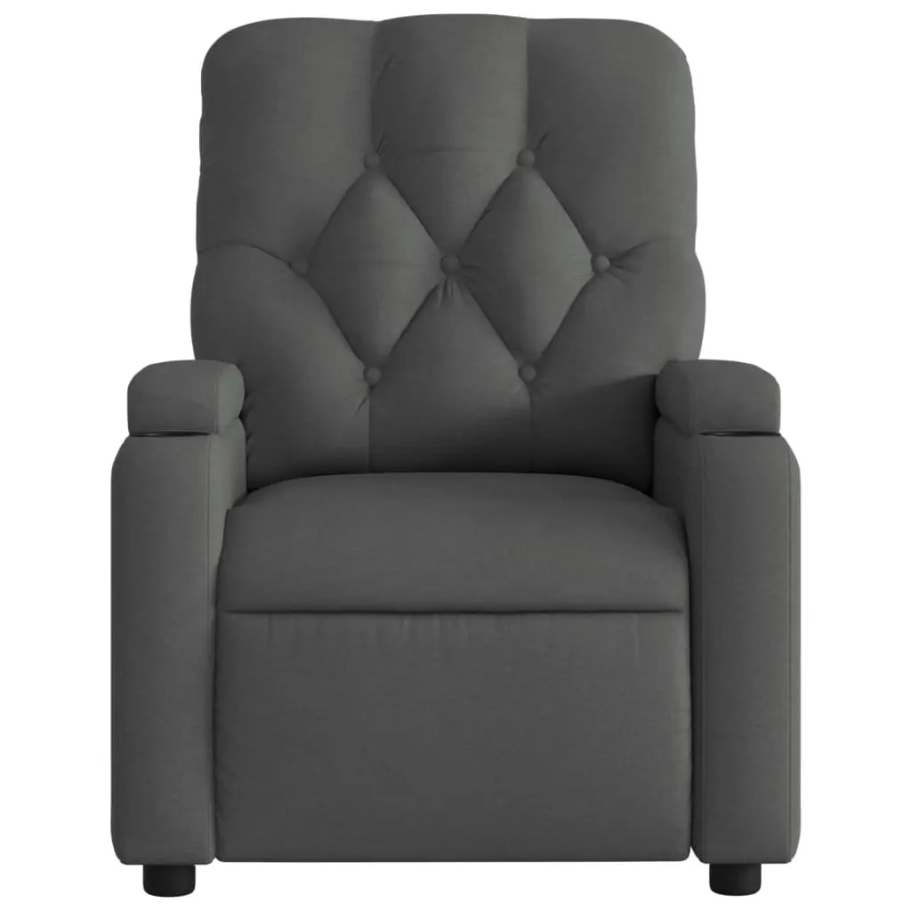 Electric Massage Recliner Chair Grey Fabric Armchair Recline Footrest Vibration