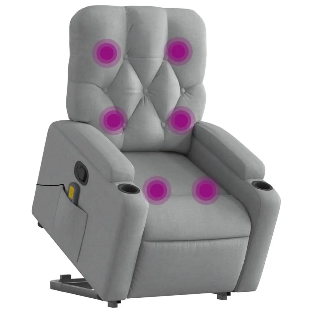 Electric Recliner Chair Grey Fabric Power Lift Massage Armchair for Elderly