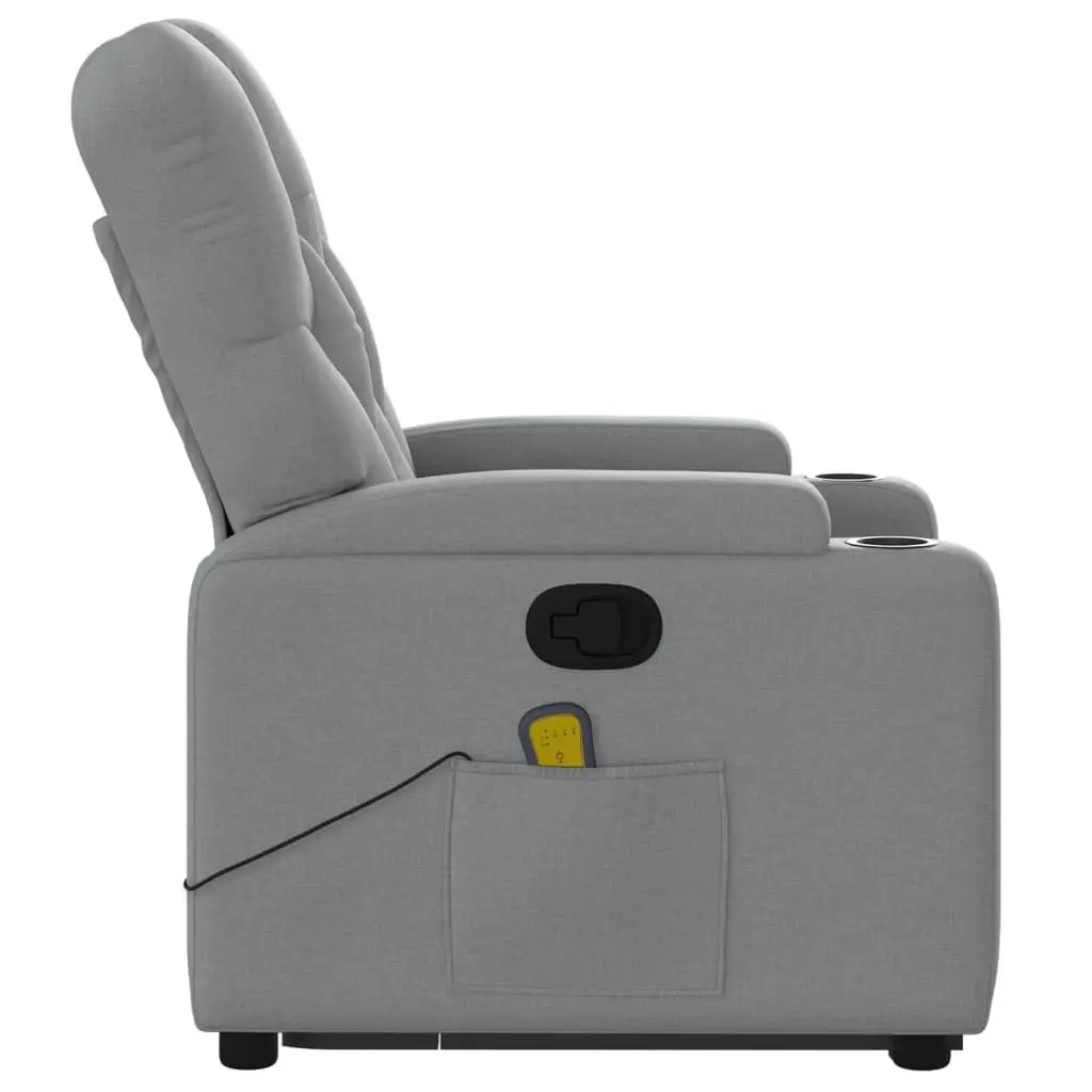 Electric Recliner Chair Grey Fabric Power Lift Massage Armchair for Elderly