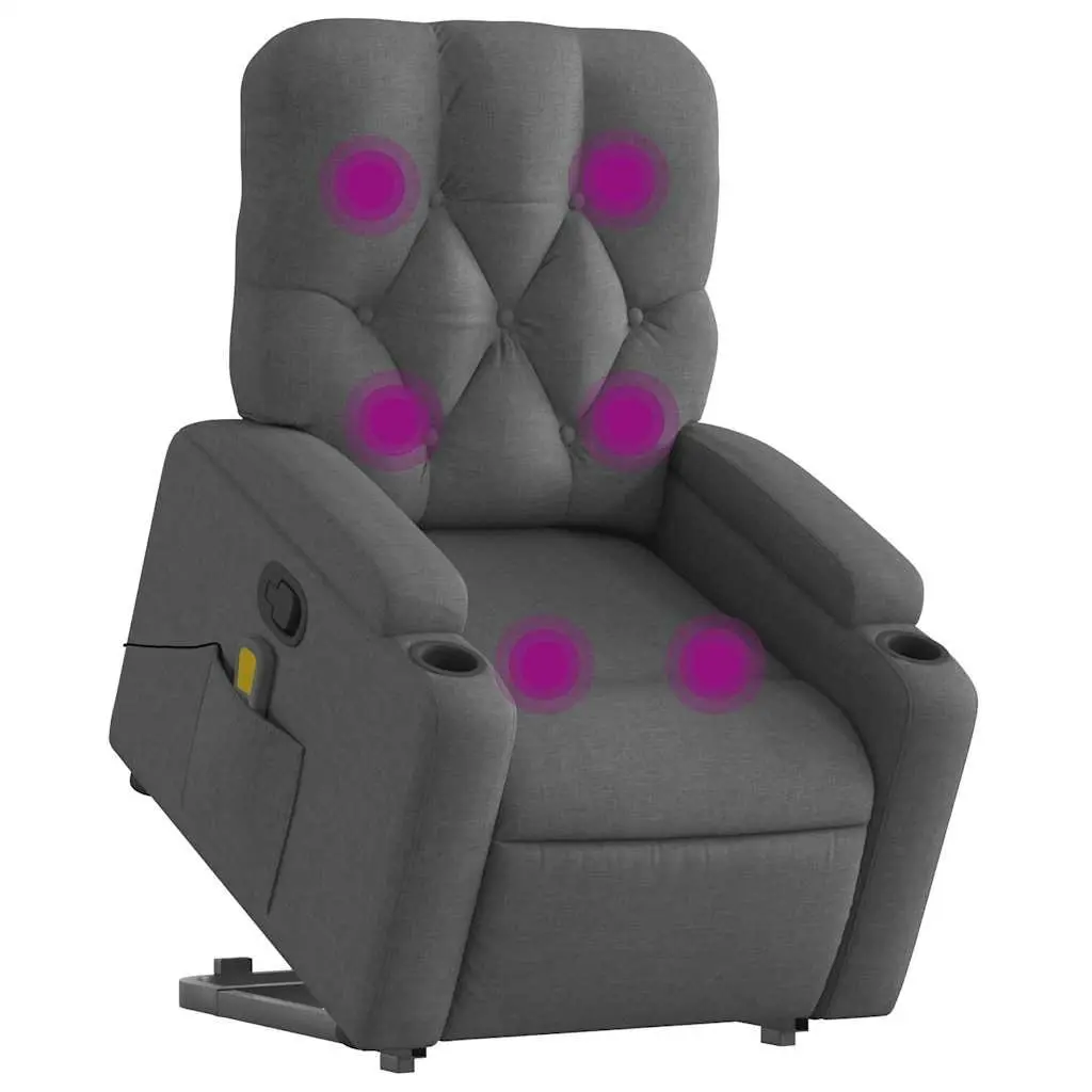 Stand Up Massage Recliner Chair Grey Fabric Power Lift Manual Recline Armchair