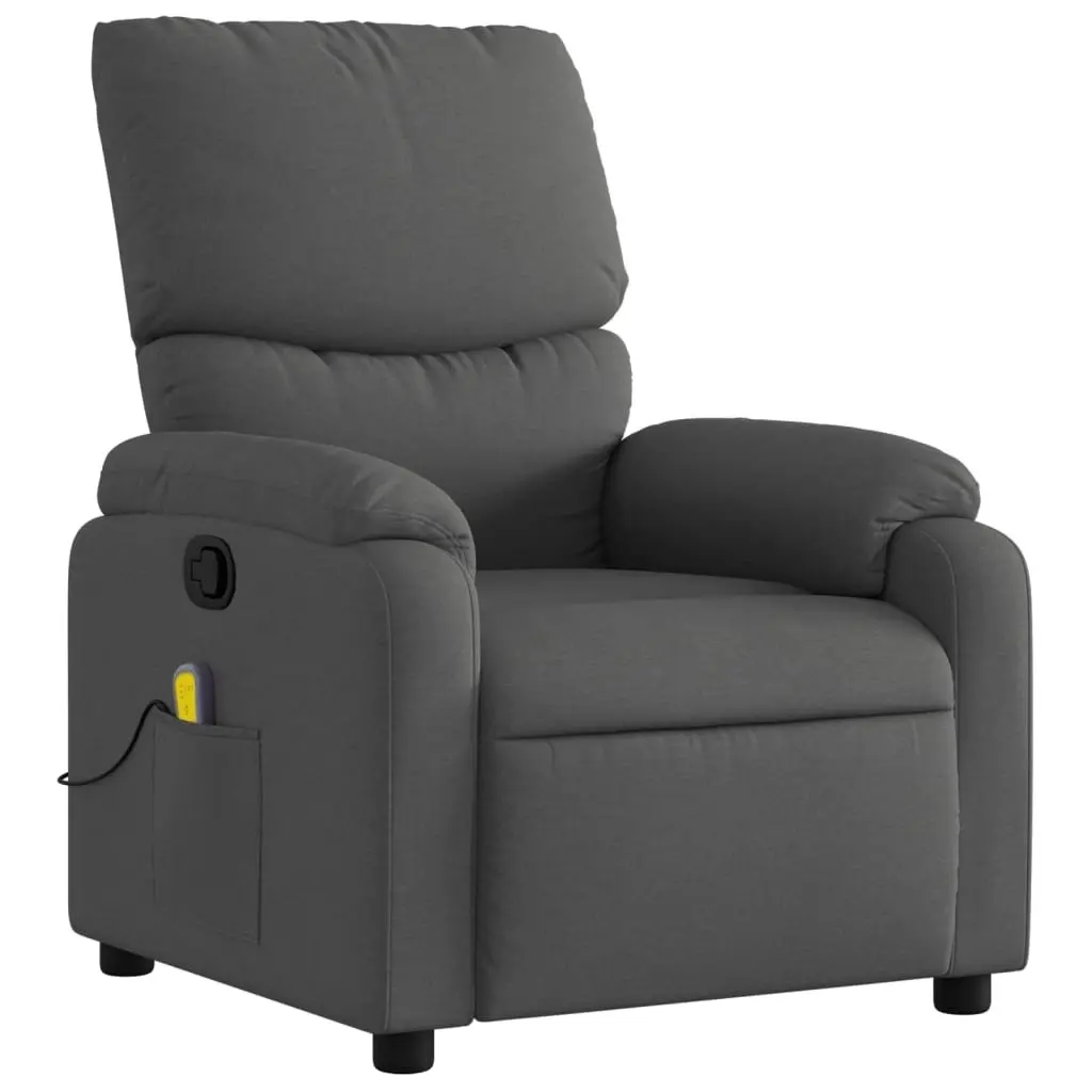 Recliner Chair Fabric Grey Manual Vibration Massage 6 Points Adjustable Backrest