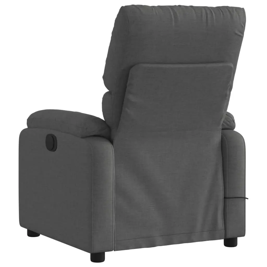 Recliner Chair Fabric Grey Manual Vibration Massage 6 Points Adjustable Backrest