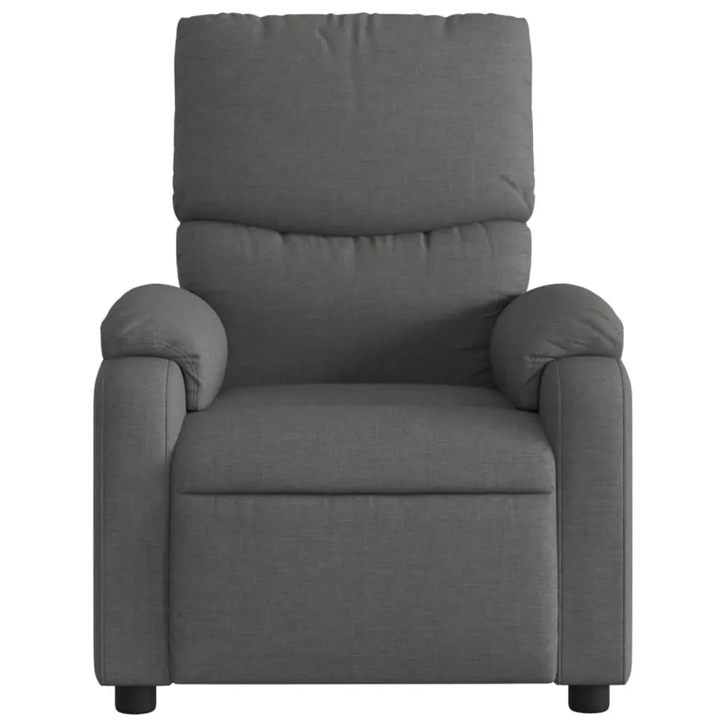 Recliner Chair Fabric Grey Manual Vibration Massage 6 Points Adjustable Backrest