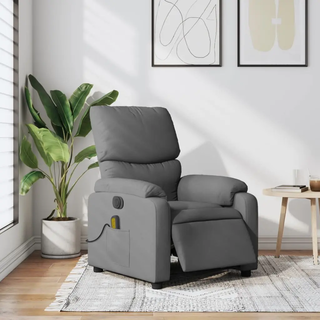 Electric Massage Recliner Chair Fabric Grey 135 Degrees