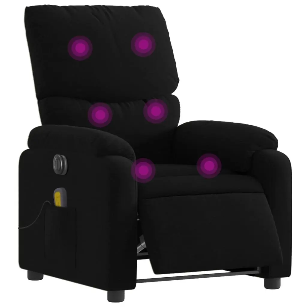 Electric Recliner Chair Massage Function Fabric Upholstery Black Automatic Footrest