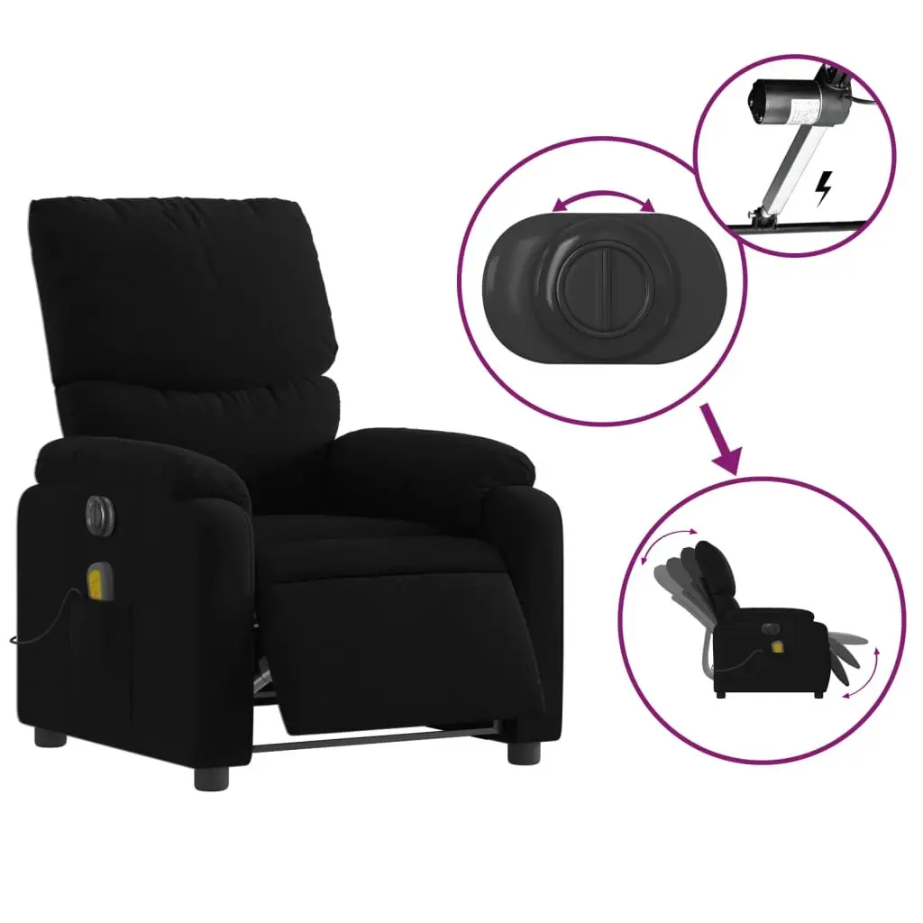 Electric Recliner Chair Massage Function Fabric Upholstery Black Automatic Footrest